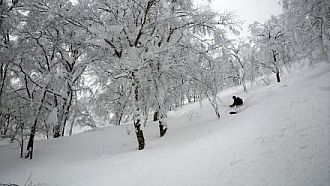 積雪が不安定なため尾根ルートで（13日）